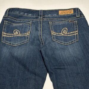 Seven 7 Women's Denim Jeans Capris Size 12 Distressed Embellished Dark Wash Boho